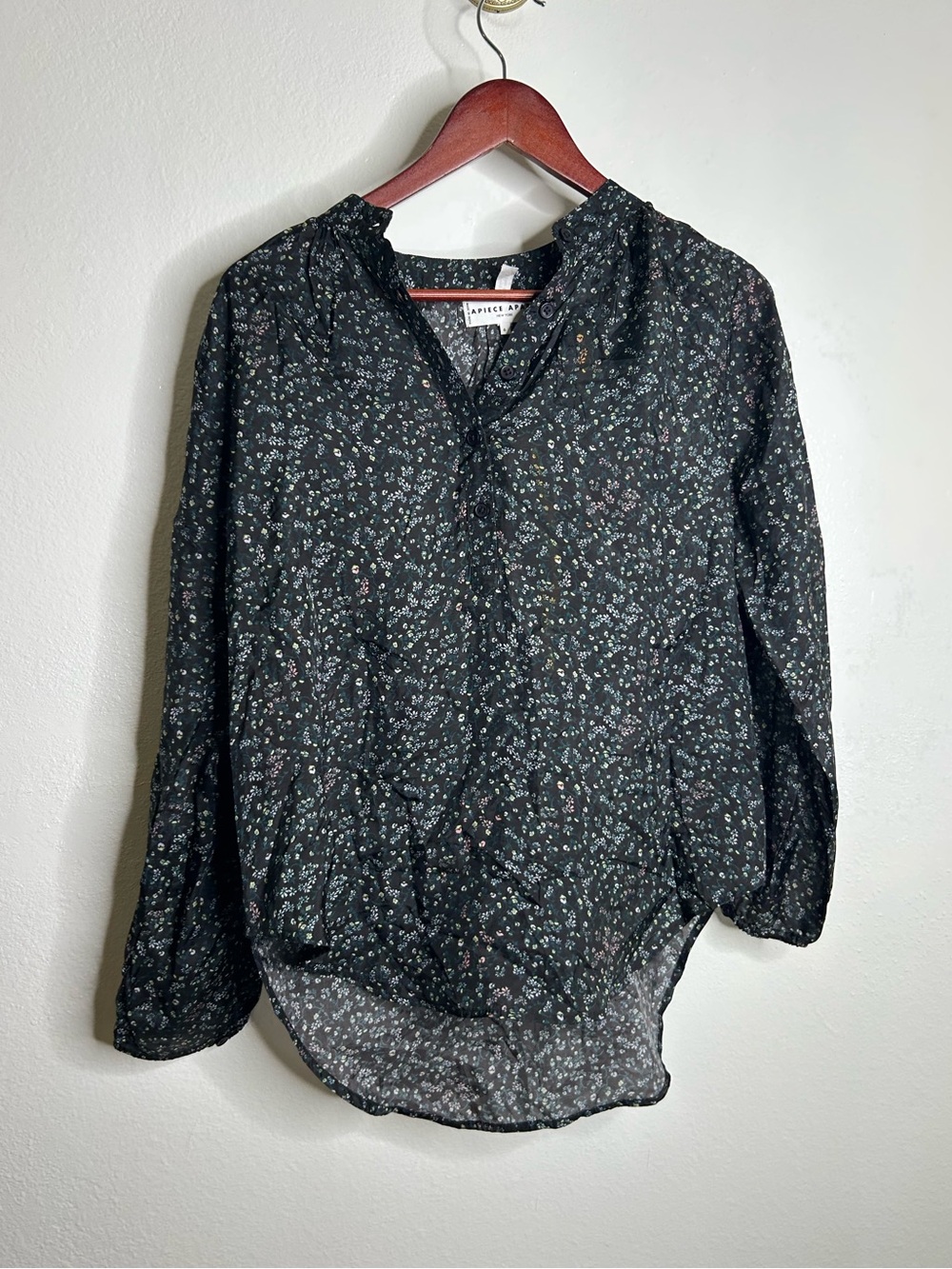 Apiece Apart 100% Viscose Floral Popover Long Sleeve Blouse Top Size 6